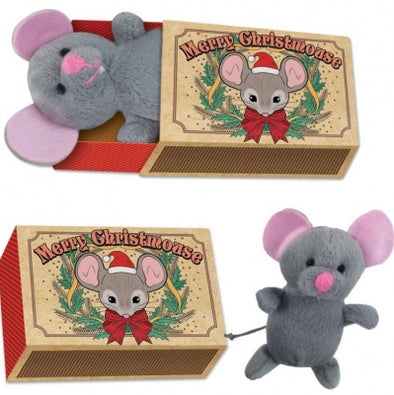 Christmas Plush Mouse in a Matchbox