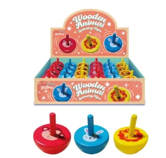 Wooden Animal Spinning Tops