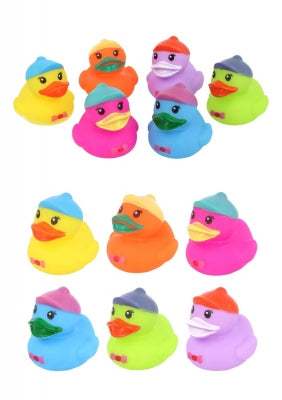 Neon Rubber ducks with caps 5cm