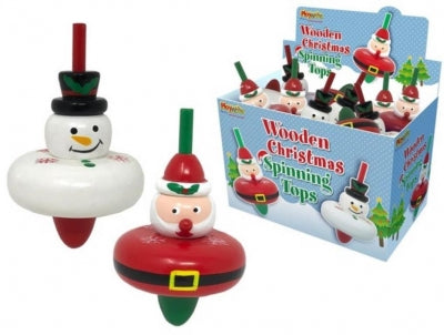 Wooden Christmas spinning tops