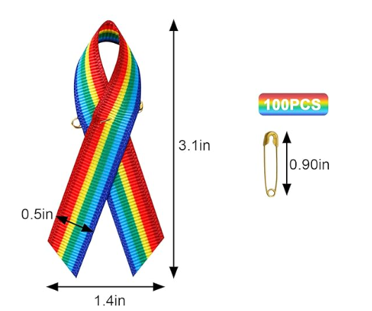 Rainbow Ribbon Pin Badge