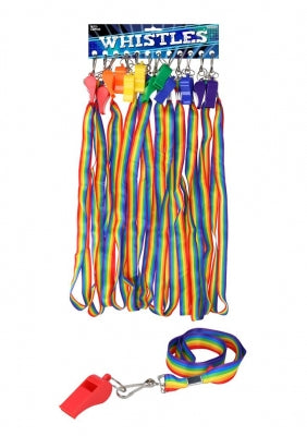 Plastic Whistle with rainbow cord Pride